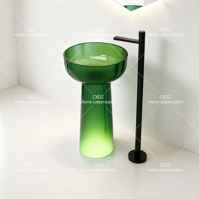Resin Art In Floor - Column Basin Integrated Floor to Ceiling