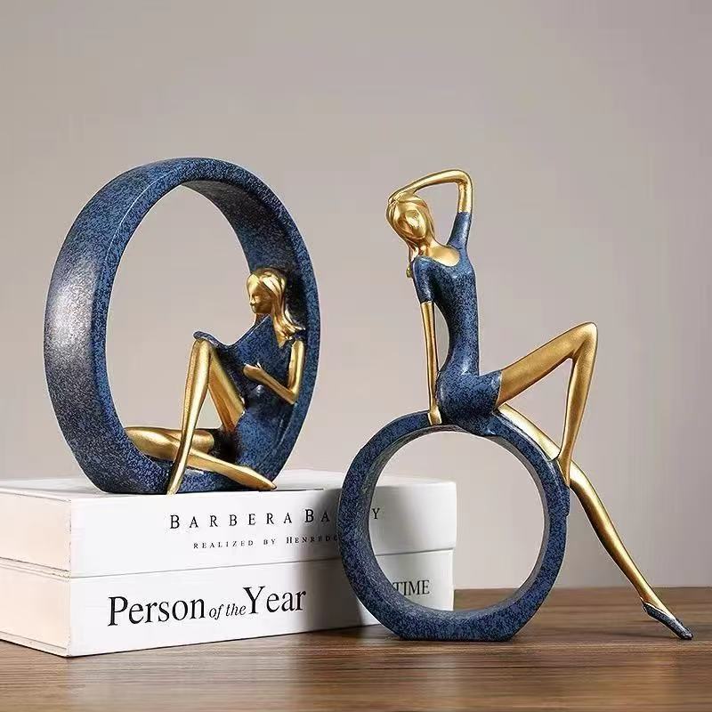 2PCS Yoga Reading Girl Statue  - Resin Art India recension och pris